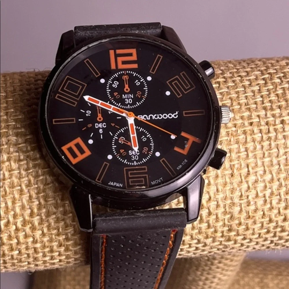 Sapwood Men's Black & Orange Watch  Needs a battery
